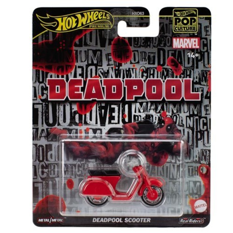 Hot Wheels Premium Pop Culture Deadpool Scooter Collectible Toy Car Vehicle