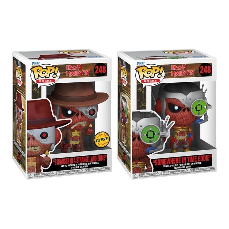 Iron Maiden Funko Pop! Rocks - Set of 2 (Chase Stranger In A Strange Land Eddie #248,  and Somewhere in Time Eddie #248) Collectible Vinyl Figures