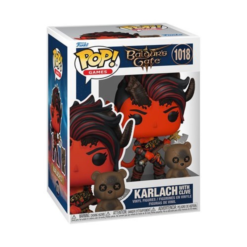 Karlach with Clive Funko Pop! Games Baldur's Gate 3 - Approx. 4 1/4" (Karlach) and 1 1/4" (Clive) Collectible Vinyl Figures #1018 Bundled with Display Box Protector Case