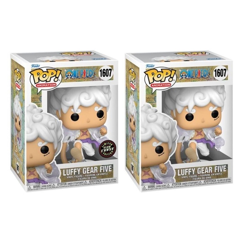 Luffy Gear Five #1607 Funko Pop! Animation One Piece - Set of 2 (Glow Chase and Common) Collectible Vinyl Figures