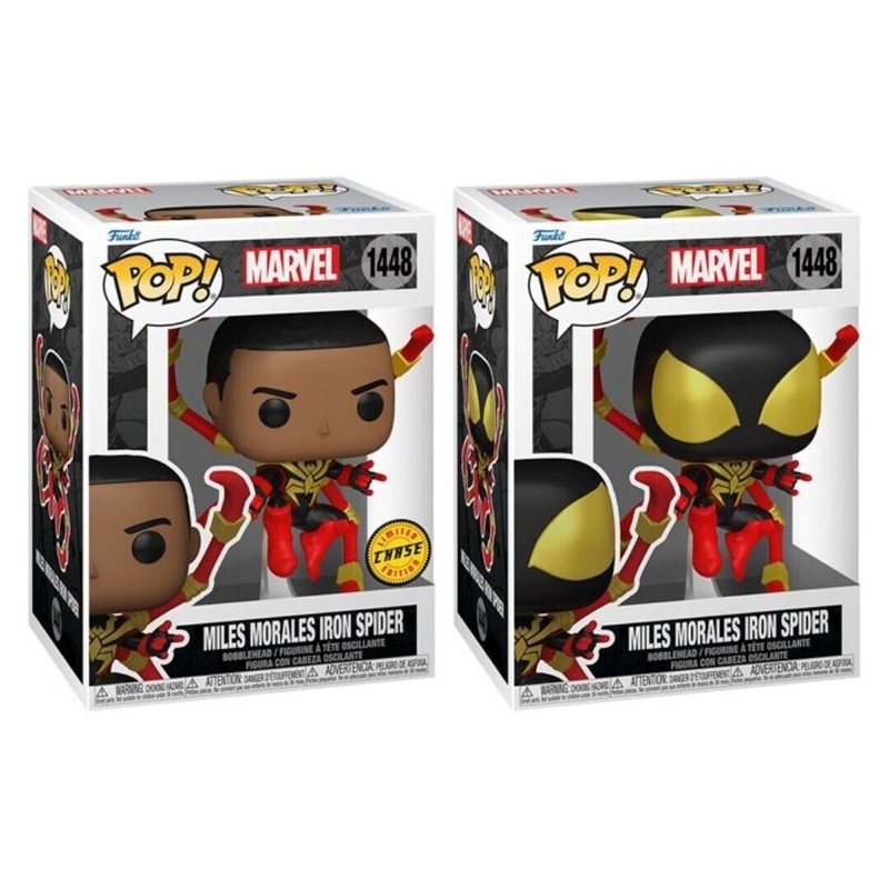 Miles Morales Iron Spider #1448 Funko Pop! Marvel Spider-Man Comics - Set of 2 (Chase and Common) Collectible Vinyl Figures