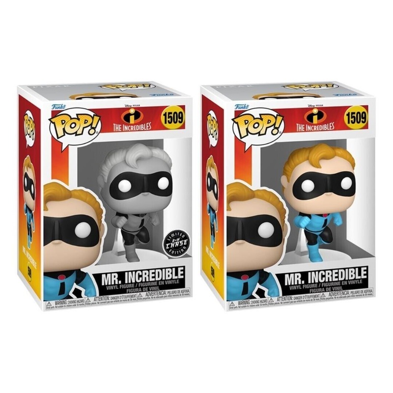 Mr. Incredible #1509 Funko Pop! The Incredibles 20th Anniversary - Set of 2 (B & W Chase and Common) Collectible Vinyl Figures