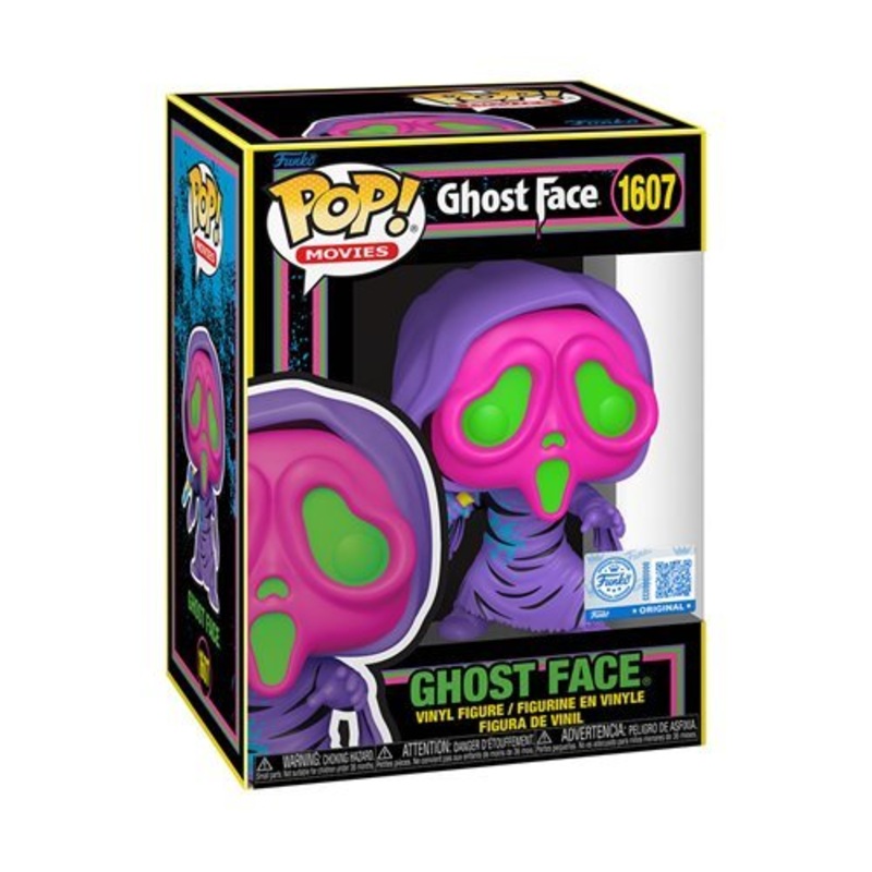Scream Ghost Face Black Light Funko Pop! Movies - Approx. 3 3/4" Entertainment Earth Exclusive Collectible Vinyl Figure #1607 Bundled with Display Box Protector Case