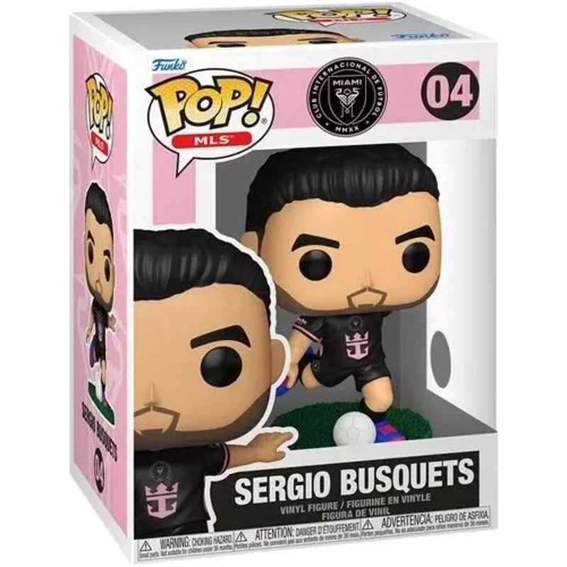 Sergio Busquets (Away) Funko Pop! MLS Soccer Inter Miami - Approx. 3 3/4" Collectible Vinyl Figure #04 Bundled with Display Box Protector Case