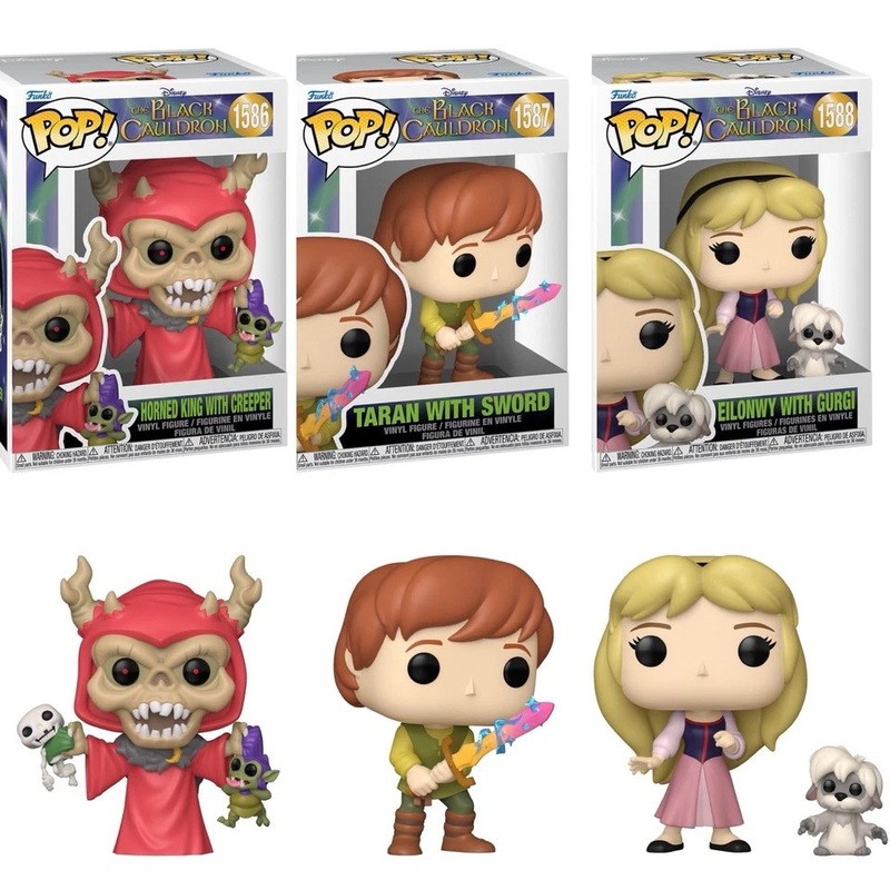 The Black Cauldron Funko Pop! Disney - Pack of 3 (Taran with Sword #1587, Eilonwy with Gurgi #1588, and Horned King with Creeper #1586) Collectible Vinyl Figures