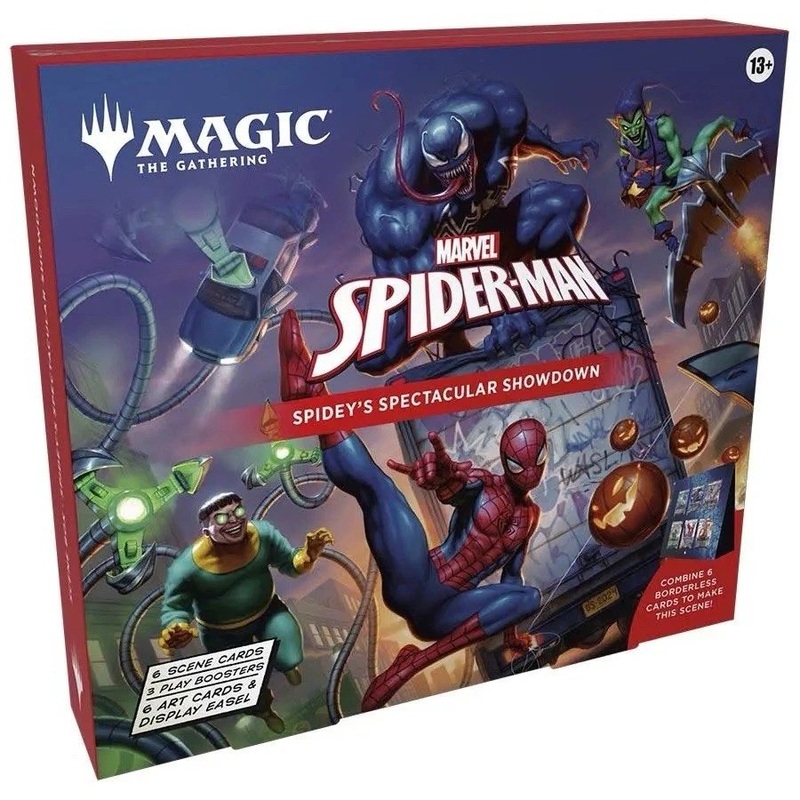 Magic: The Gathering TCG Marvel: Spider-Man Spidey's Spectacular Showdown Scene Box  Play Boosters + Scene Cards + Display Easel *PRE-SALE* Release Date 9/26