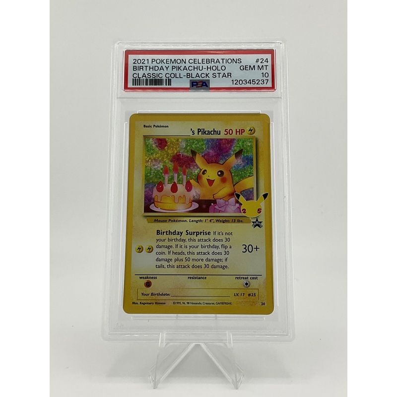 Pokmon TCG 2021 Pokemon Celebrations #24 Birthday Pikachu Holo Classic Coll - Black Star PSA 10 - Gem Mt.