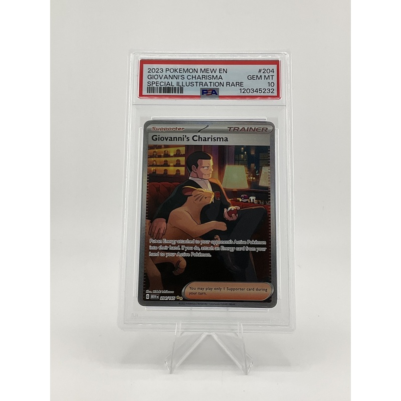 Pokmon TCG 2023 Pokemon Mew EN #204 Giovanni's Charisma Special Illustration Rare PSA 10 - Gem Mt.
