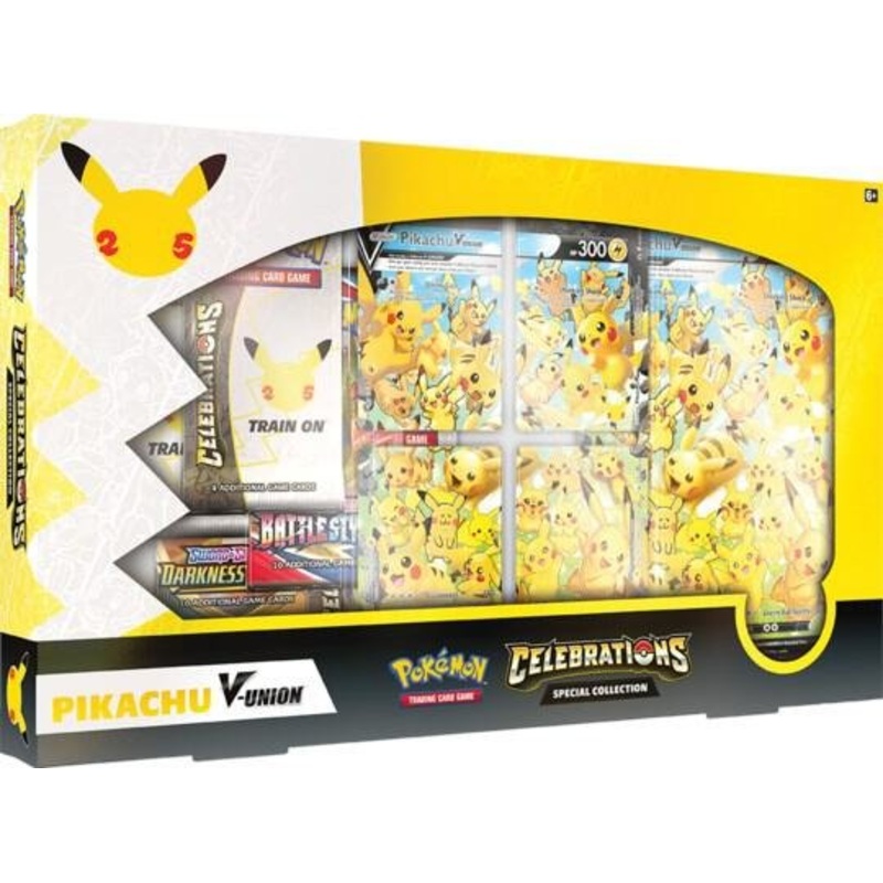 Pokmon TCG Pikachu V-UNION Celebrations Special Collection  4 Booster Packs & Promo Cards (No Playmat)