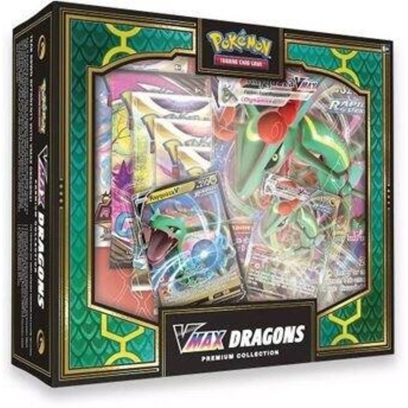 Pokmon TCG: VMAX Dragons Premium Collection  Rayquaza VMAX & Duraludon VMAX Promo Cards + 11 Booster Packs