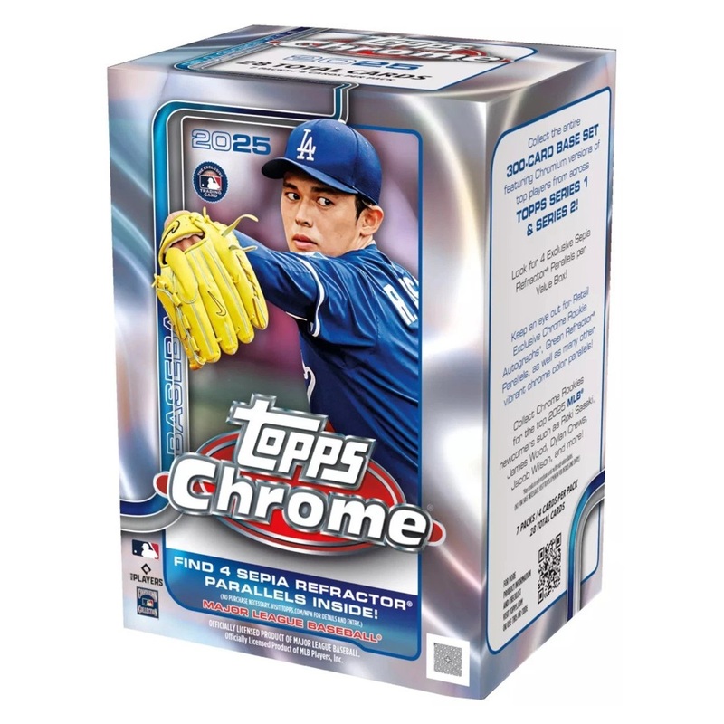 Topps Chrome Baseball Trading Card 2025 Blaster Box  Official MLB Collectible Cards
