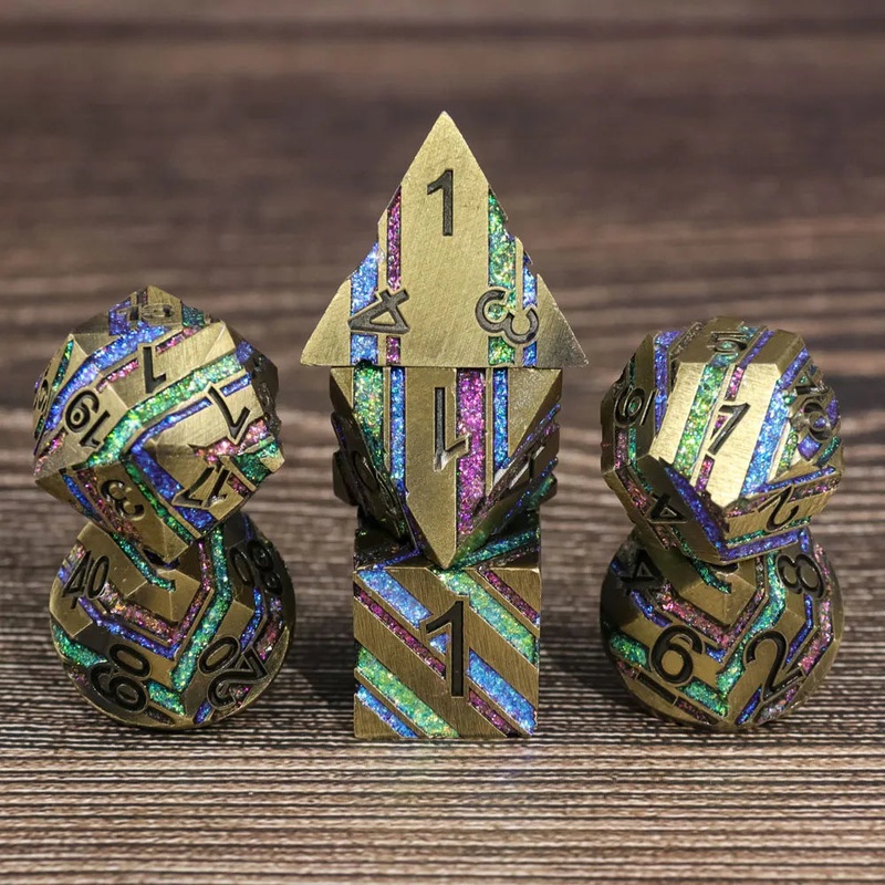 7 Set Gold Rainbow Dice