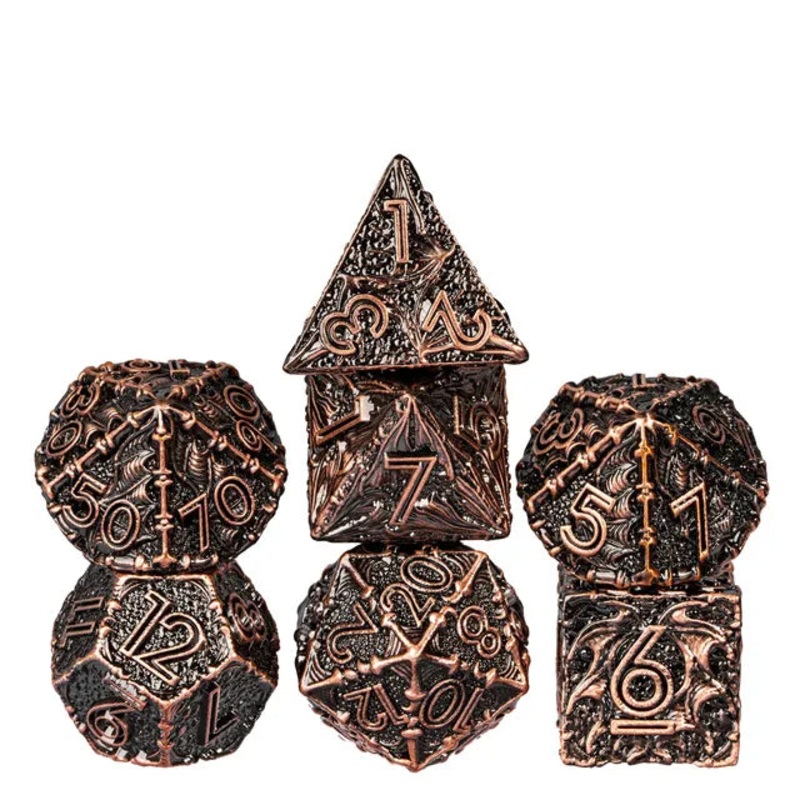 7pc Ancient Barrel Dragon Dice Copper