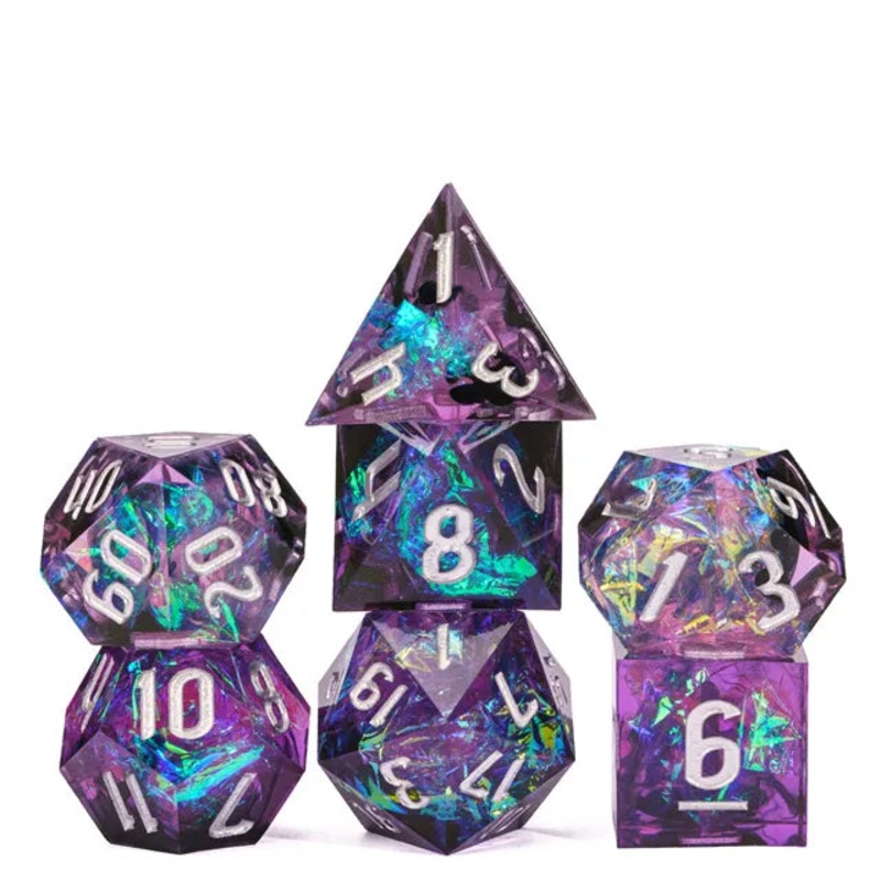 7pc Purple & Black Glitter