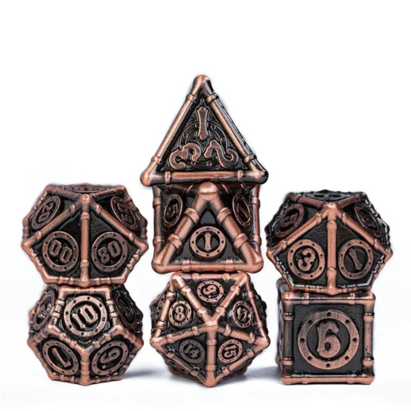 Ancient Steampunk Gold 7pc Dice