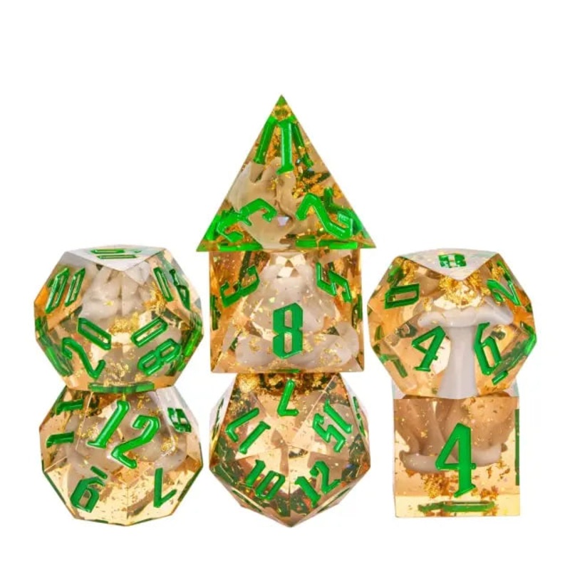 Orange & Grey Swirl Gold Foil Dice