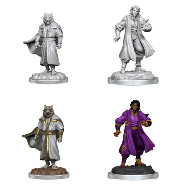 Critical Role Unpainted Minis: Male Sorcerer Merchant and Tiger Demon