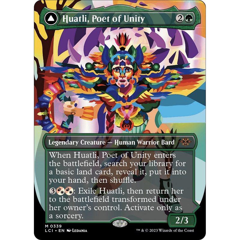 Huatli, Poet of Unity // Roar of the Fifth People (LCI-339) - The Lost Caverns of Ixalan (Borderless) Foil