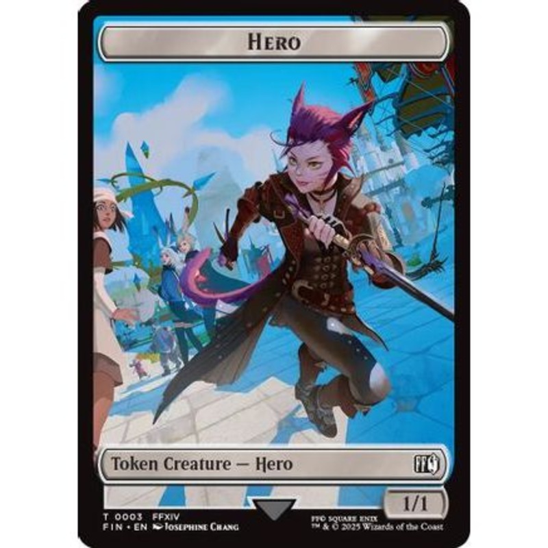 Hero (0003) // Wizard (0014) Double-Sided Token (FIN-3 // 14) - FINAL FANTASY
