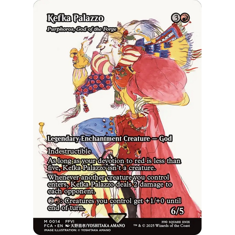 Kefka Palazzo - Purphoros, God of the Forge (Showcase) (FCA-014) - FINAL FANTASY: Through the Ages / Kefka Palazzo: (enchantment) (Borderless) Foil