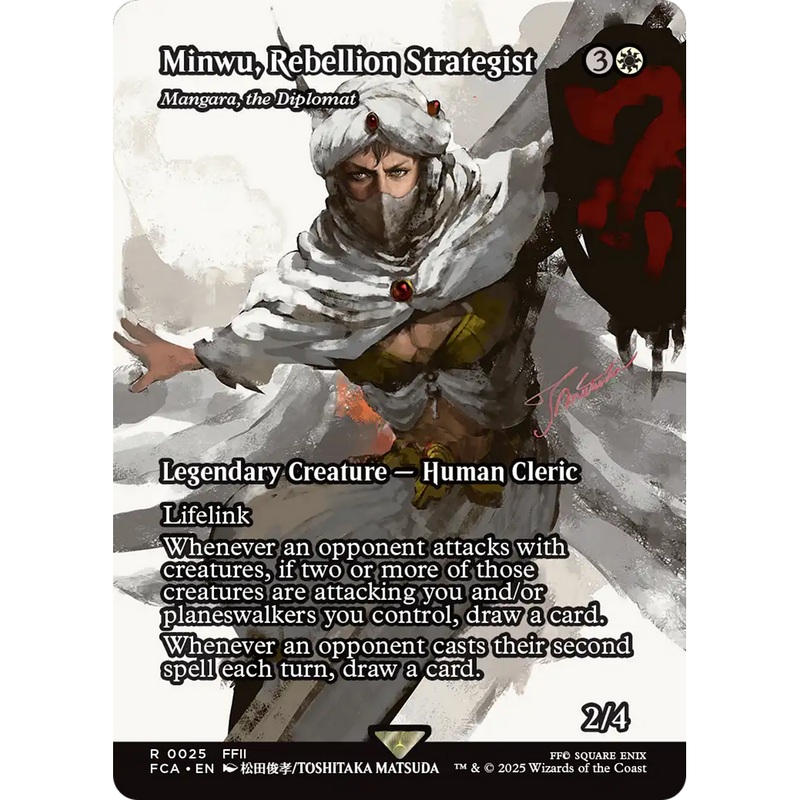 Minwu, Rebellion Strategist - Mangara, the Diplomat (Showcase) (FCA-025) - FINAL FANTASY: Through the Ages / Minwu, Rebellion Strategist (Borderless) Foil