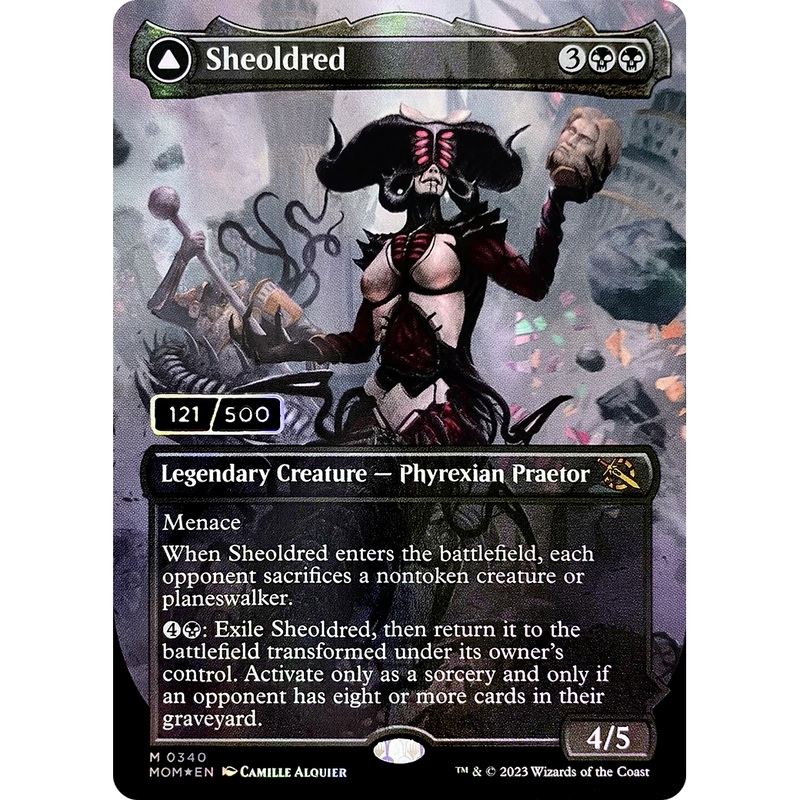Sheoldred // The True Scriptures (MOM-340) - March of the Machine (Borderless) Foil