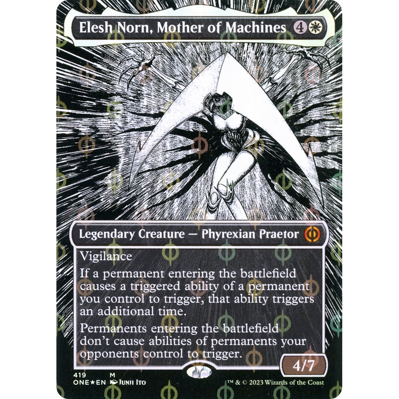 Elesh Norn, Mother of Machines (ONE-419) - Phyrexia: All Will Be One: (Showcase) (Borderless) Foil