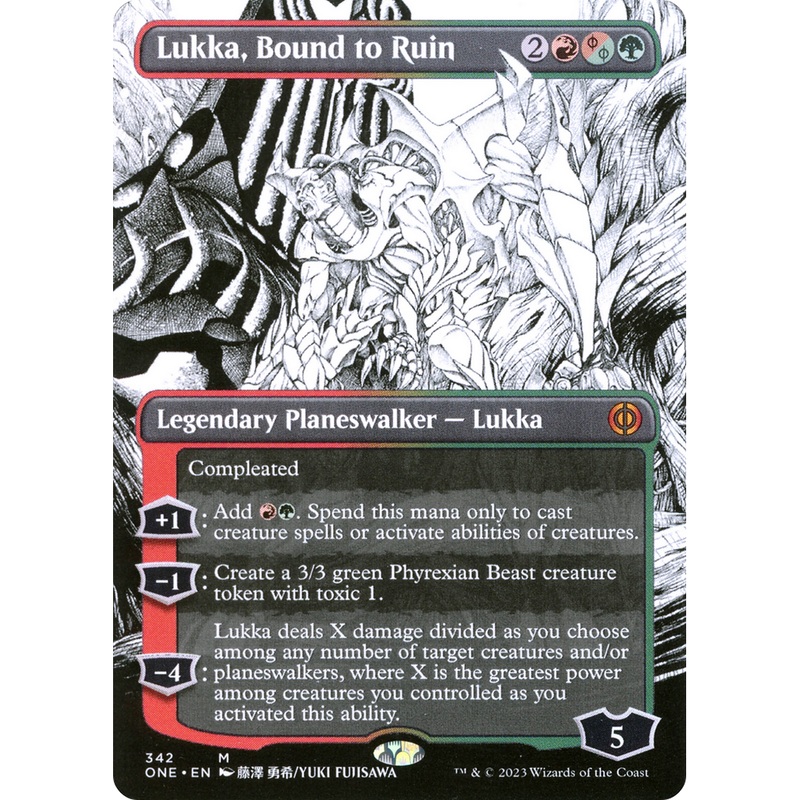 Lukka, Bound to Ruin (ONE-342) - Phyrexia: All Will Be One: (Showcase) (Borderless) Foil