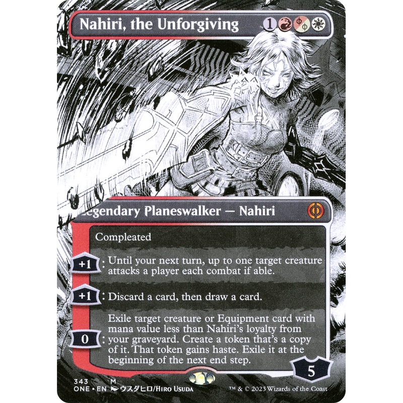 Nahiri, the Unforgiving (ONE-343) - Phyrexia: All Will Be One: (Showcase) (Borderless) Foil