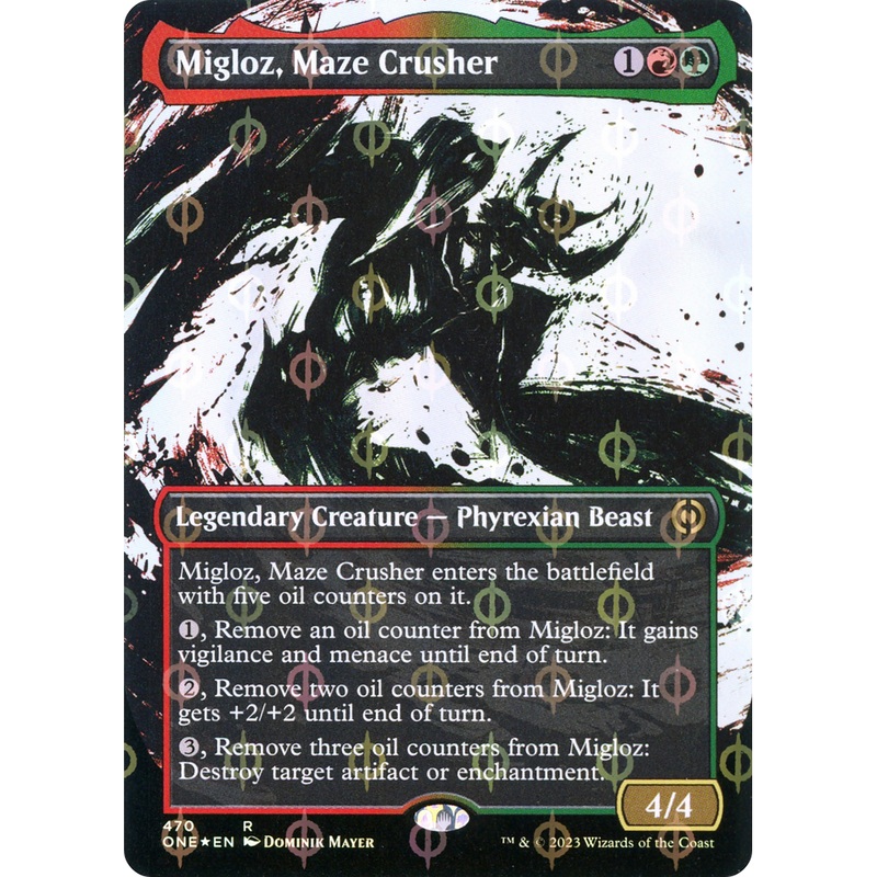 Migloz, Maze Crusher (ONE-470) - Phyrexia: All Will Be One: (Showcase) (Borderless) Foil