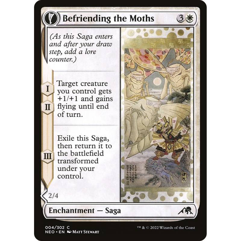 Befriending the Moths // Imperial Moth (NEO-004) - Kamigawa: Neon Dynasty: (fandfc, enchantment)