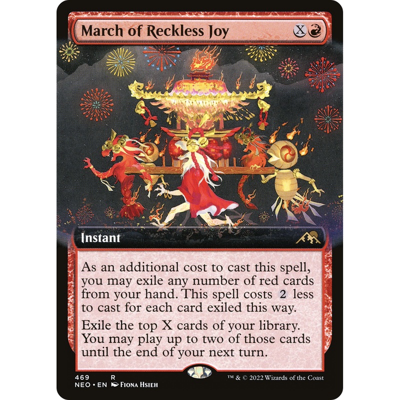 March of Reckless Joy (NEO-469) - Kamigawa: Neon Dynasty: (Extended Art) Foil