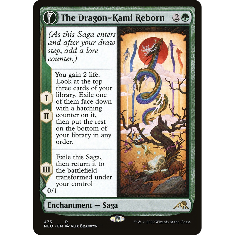 The Dragon-Kami Reborn // Dragon-Kami's Egg (NEO-473) - Kamigawa: Neon Dynasty: (Extended Art, fandfc, enchantment)