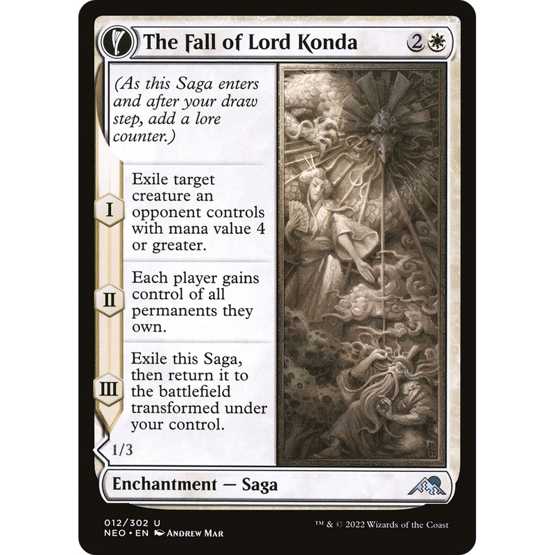 The Fall of Lord Konda // Fragment of Konda (NEO-012) - Kamigawa: Neon Dynasty: (fandfc, enchantment)