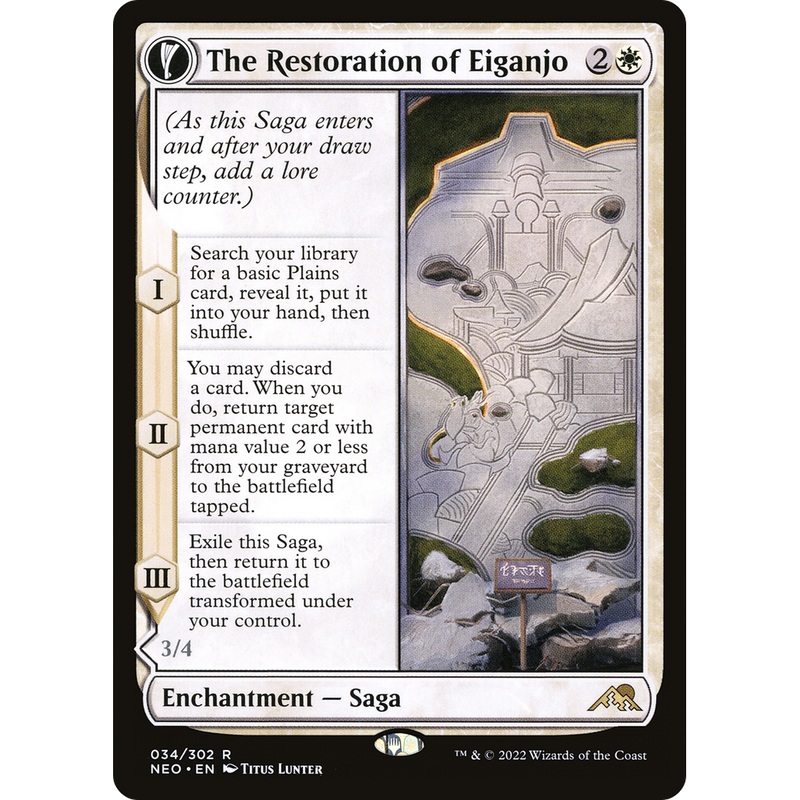 The Restoration of Eiganjo // Architect of Restoration (NEO-034) - Kamigawa: Neon Dynasty: (fandfc, enchantment)