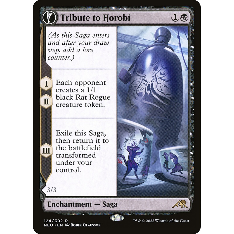Tribute to Horobi // Echo of Death's Wail (NEO-124) - Kamigawa: Neon Dynasty: (fandfc, enchantment) Foil