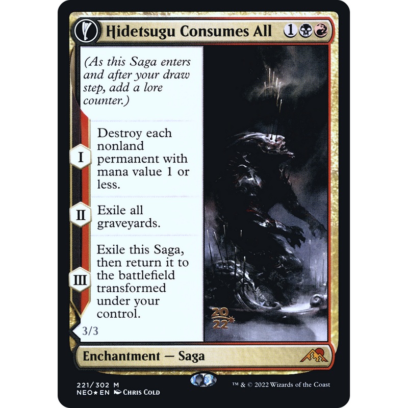 Hidetsugu Consumes All // Vessel of the All-Consuming (PRE-221S) - Kamigawa: Neon Dynasty Promos: (fandfc, enchantment) Foil