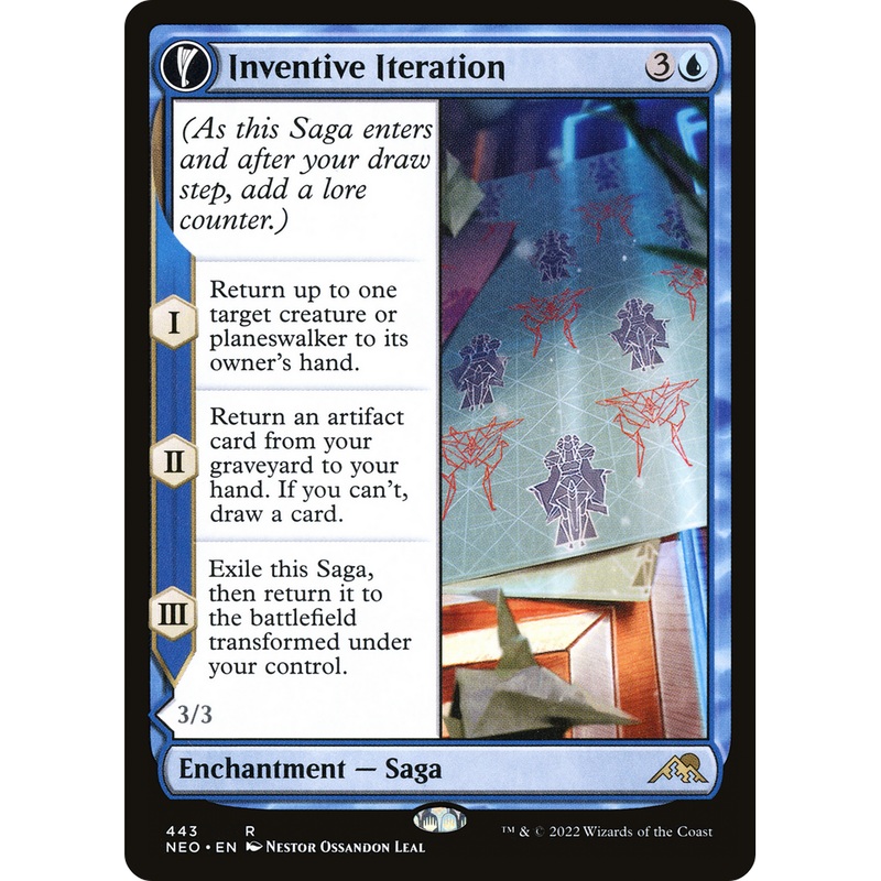 Inventive Iteration // Living Breakthrough (NEO-443) - Kamigawa: Neon Dynasty: (Extended Art, fandfc, enchantment)