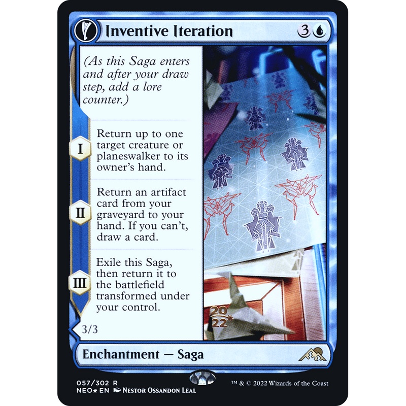 Inventive Iteration // Living Breakthrough (PRE-57S) - Kamigawa: Neon Dynasty Promos: (fandfc, enchantment) Foil