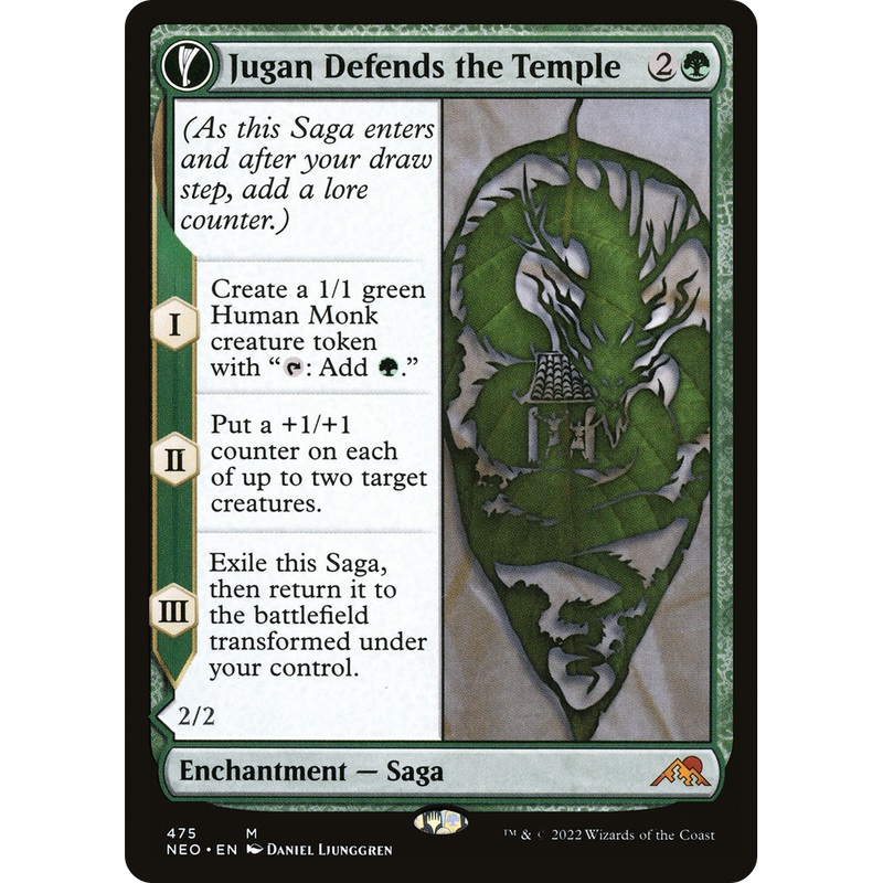 Jugan Defends the Temple // Remnant of the Rising Star (NEO-475) - Kamigawa: Neon Dynasty: (Extended Art, fandfc, enchantment) Foil