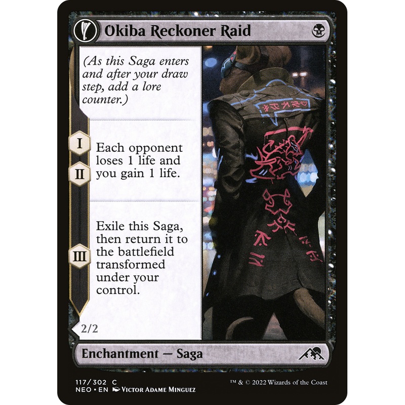 Okiba Reckoner Raid // Nezumi Road Captain (NEO-117) - Kamigawa: Neon Dynasty: (fandfc, enchantment) Foil