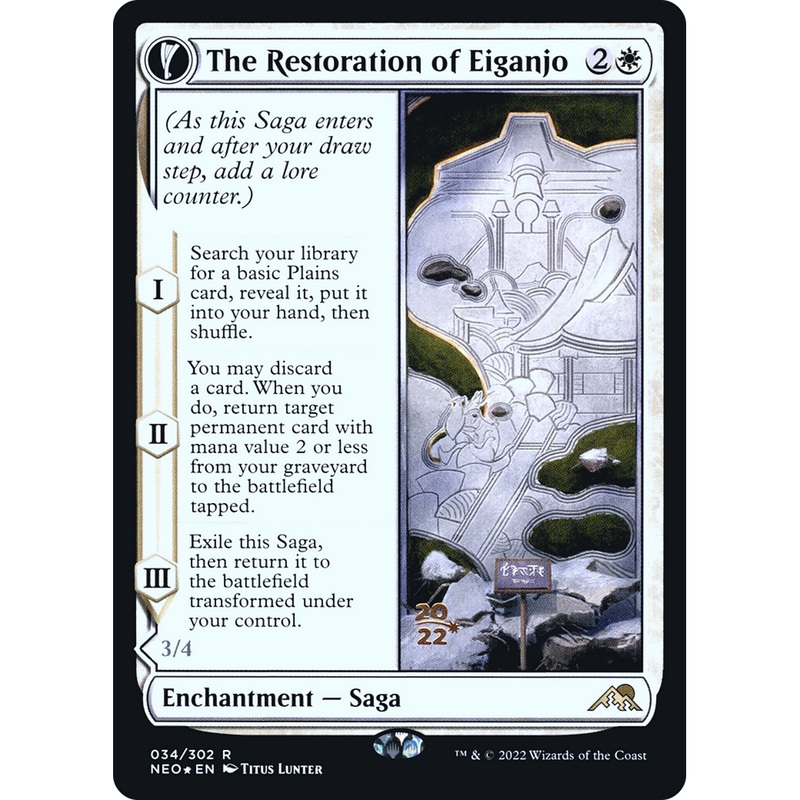 The Restoration of Eiganjo // Architect of Restoration (PRE-34S) - Kamigawa: Neon Dynasty Promos: (fandfc, enchantment) Foil