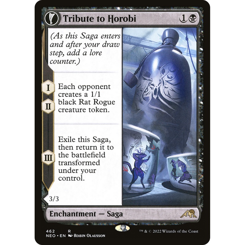Tribute to Horobi // Echo of Death's Wail (NEO-462) - Kamigawa: Neon Dynasty: (Extended Art, fandfc, enchantment)