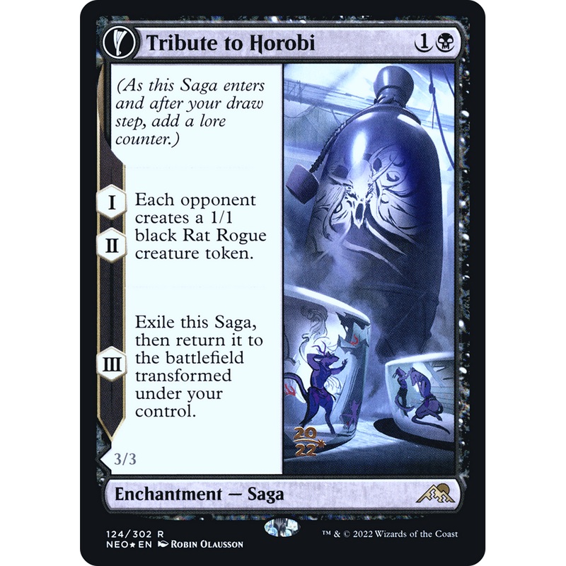Tribute to Horobi // Echo of Death's Wail (PRE-124S) - Kamigawa: Neon Dynasty Promos: (fandfc, enchantment) Foil