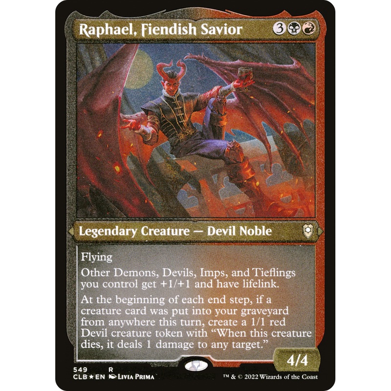 Raphael, Fiendish Savior (CLB-549) - Commander Legends: Battle for Baldur's Gate Etched Foil