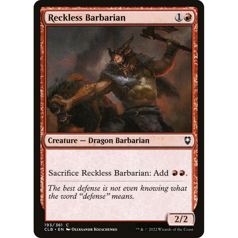 Reckless Barbarian (CLB-193) - Commander Legends: Battle for Baldur's Gate Foil