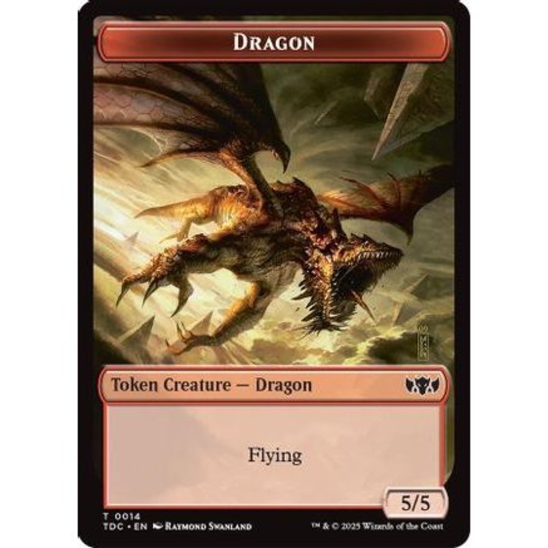 Dragon (0014) // Treasure Double-Sided Token (TDC-14 // 16) - Commander: Tarkir: Dragonstorm