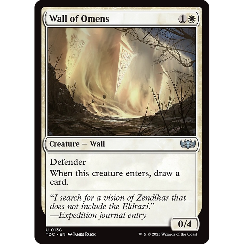 Wall of Omens (TDC-138) - Commander: Tarkir: Dragonstorm
