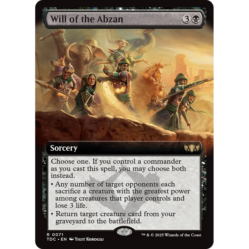 Will of the Abzan (TDC-071) - Commander: Tarkir: Dragonstorm: (Extended Art)
