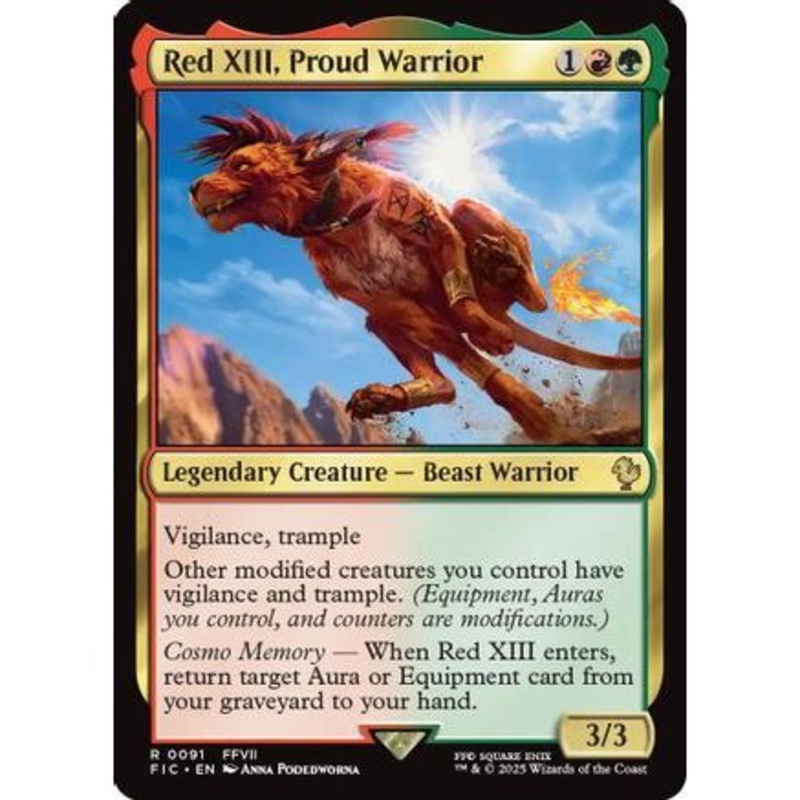 Red XIII, Proud Warrior (Surge Foil) (FIC-091) - Commander: FINAL FANTASY Foil